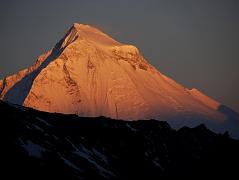 21 Dhaulagiri South And North Faces Close Up At Sunrise From Camp Below Mesokanto La The South and North Faces of Dhaulagiri blazed at sunrise from the camp just below the Mesokanto La.